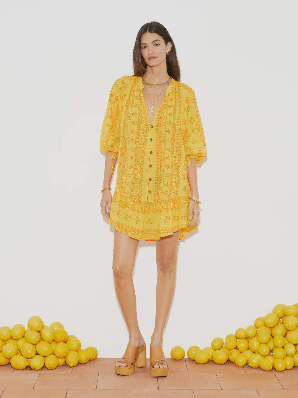 Rhapsody La Ponche Frill Dress - Saffron