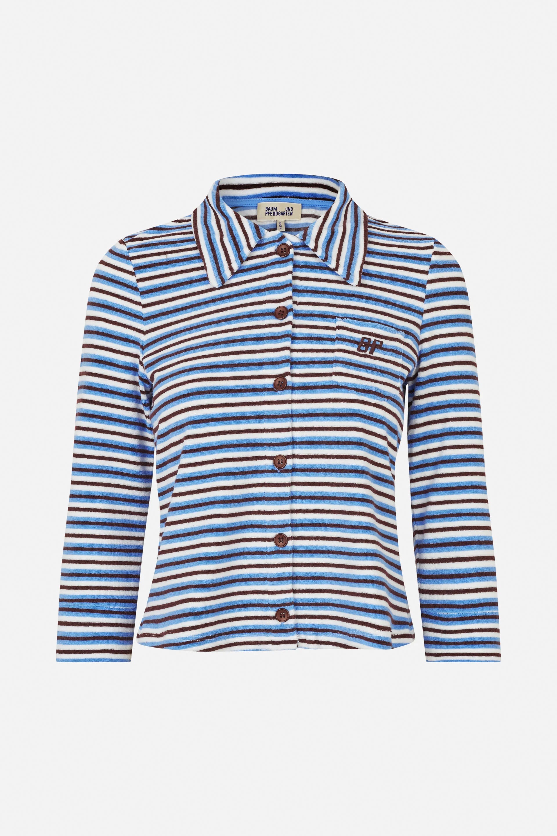 Jannike Cardigan/Shirt - Wedgewood Stripebau