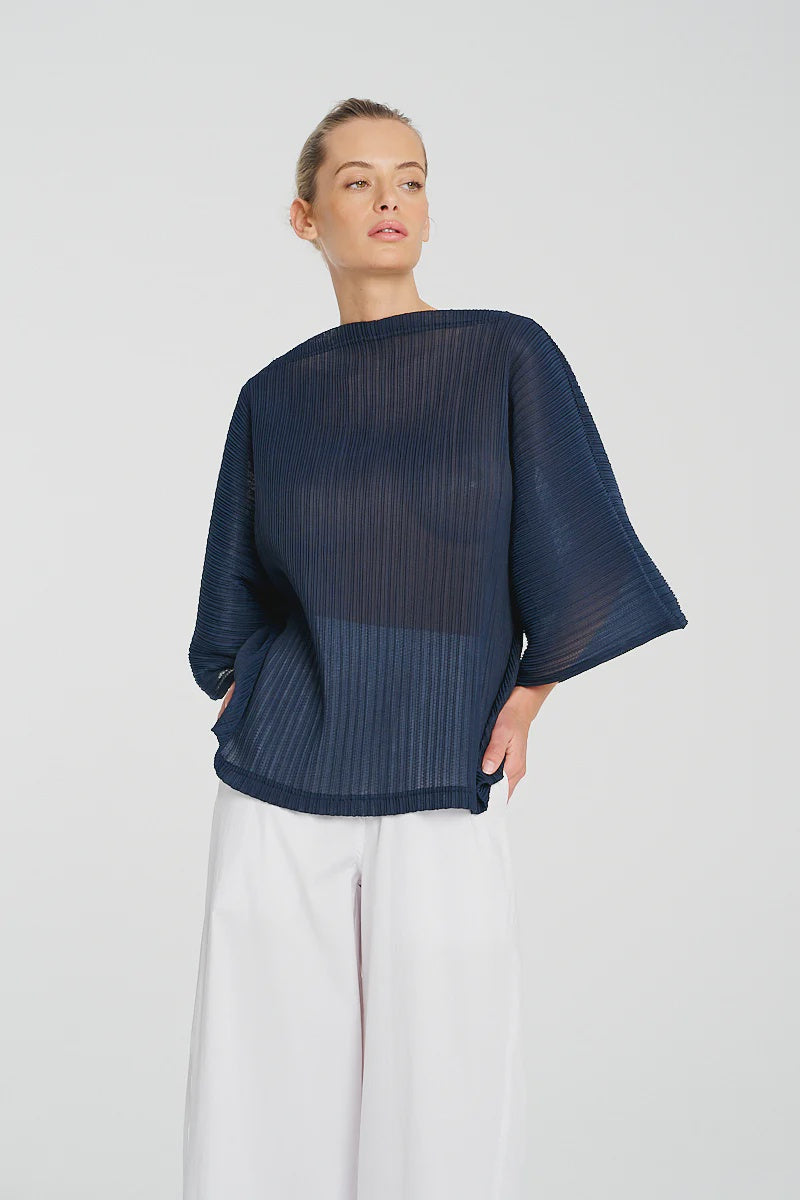 Miso Pleat Shell - Navy