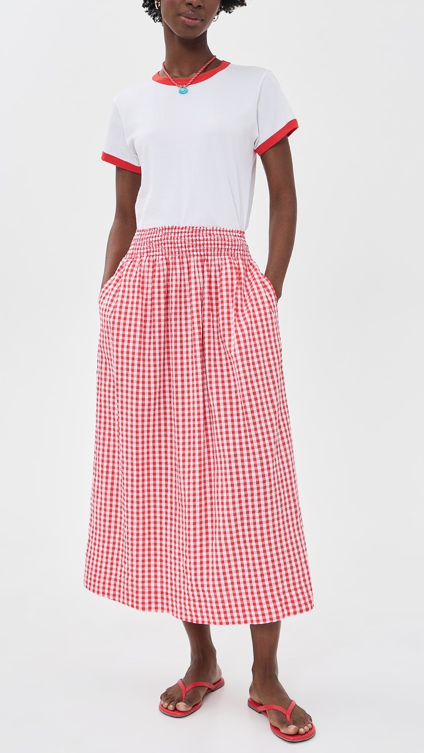 Gigi Gingam Midi Skirt