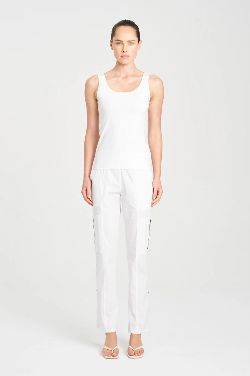 Zip Cargo Pant - White