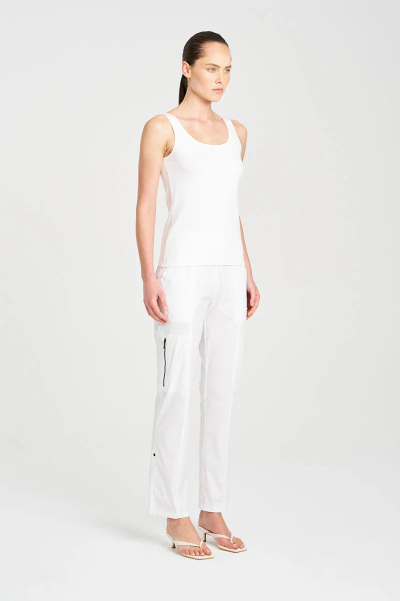 Zip Cargo Pant - White