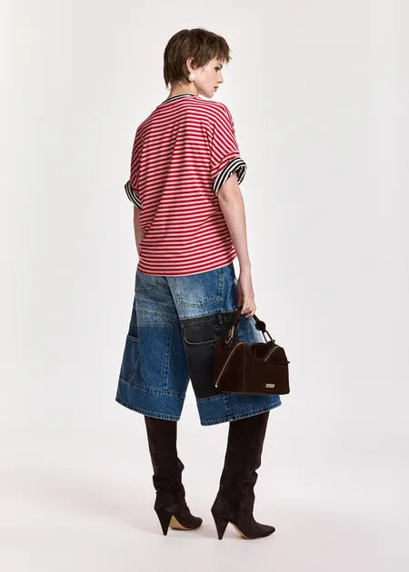 Kriss Striped  T Shirt w Brooch