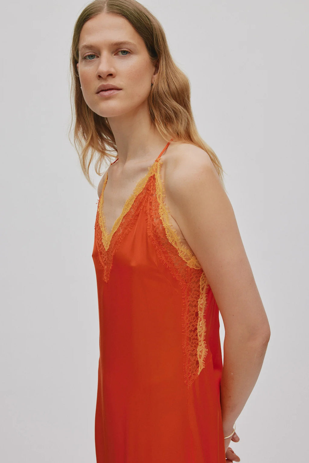 Chefira Lace Camisole Dress - Mandarin