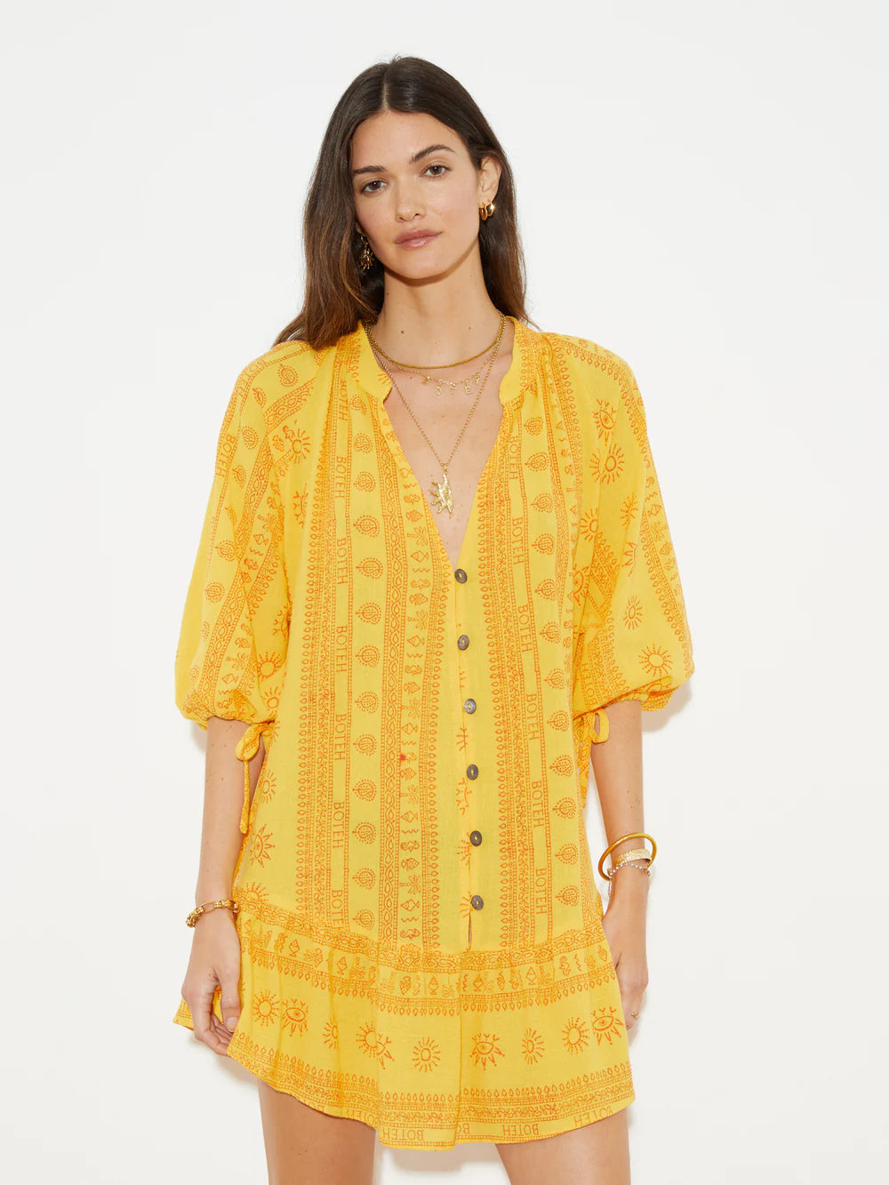 Rhapsody La Ponche Frill Dress - Saffron