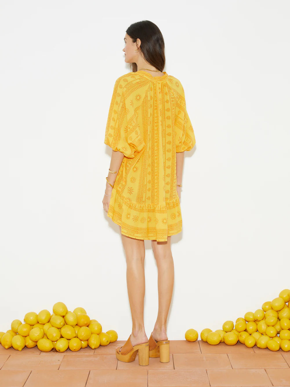 Rhapsody La Ponche Frill Dress - Saffron