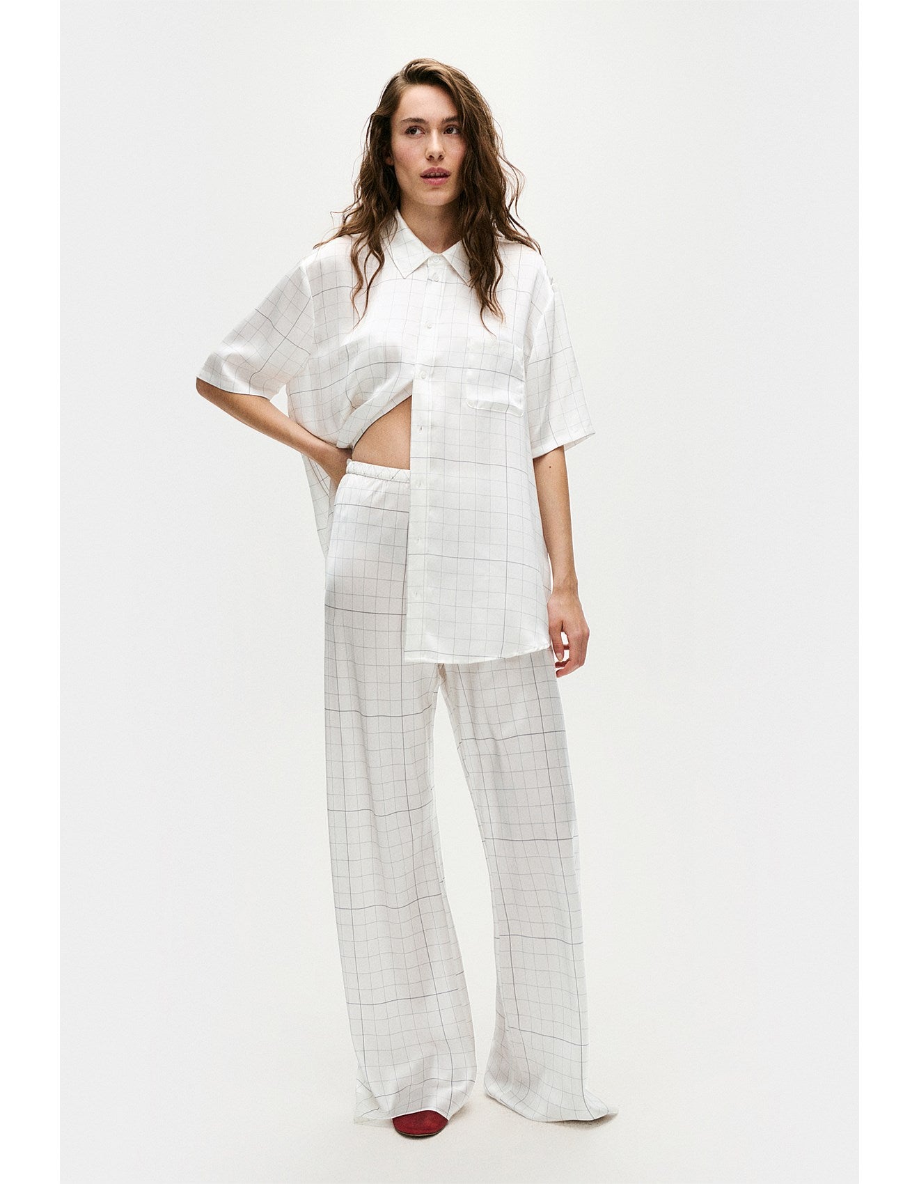 Bias Cut Pants - Grid
