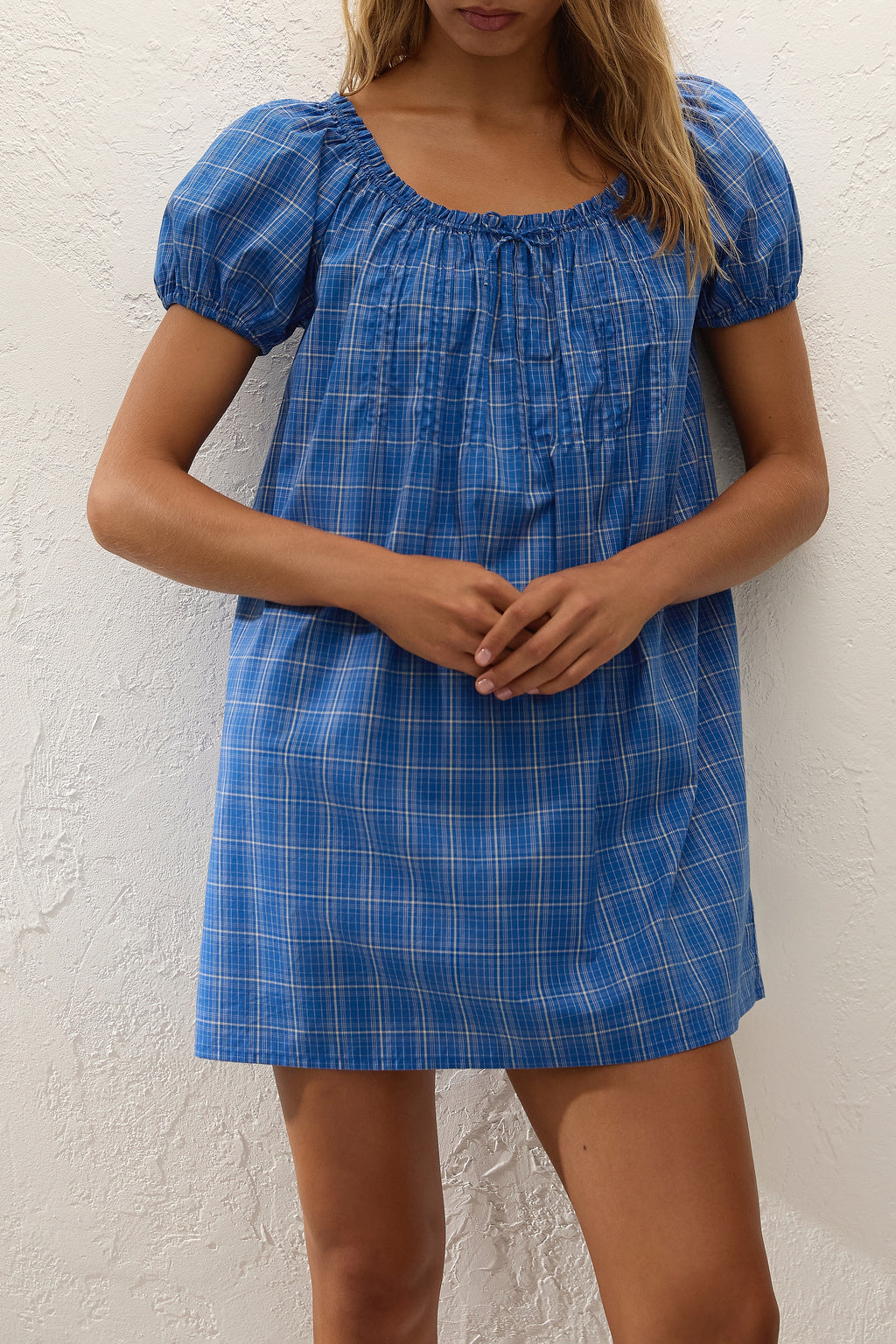 Costa Mini Dress - Cobalt Check