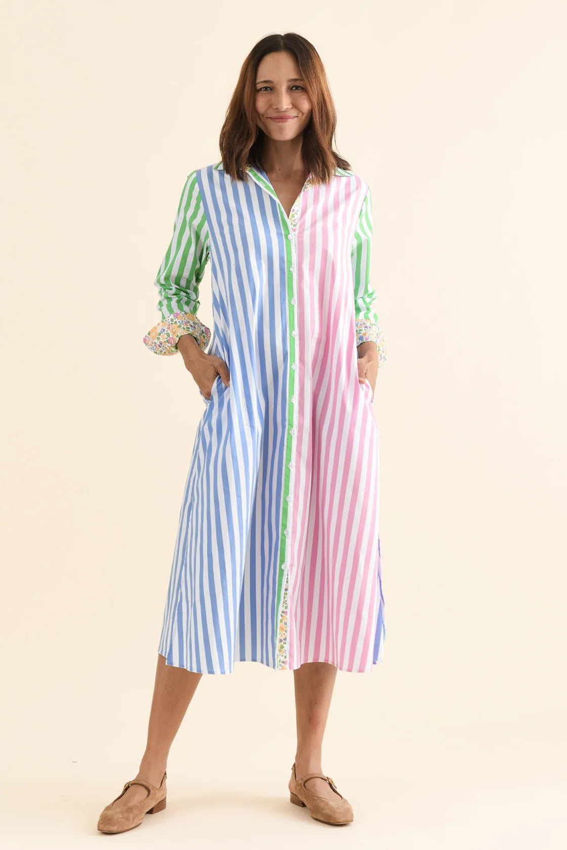 Luna Longline Shirtdress - Spring Combo