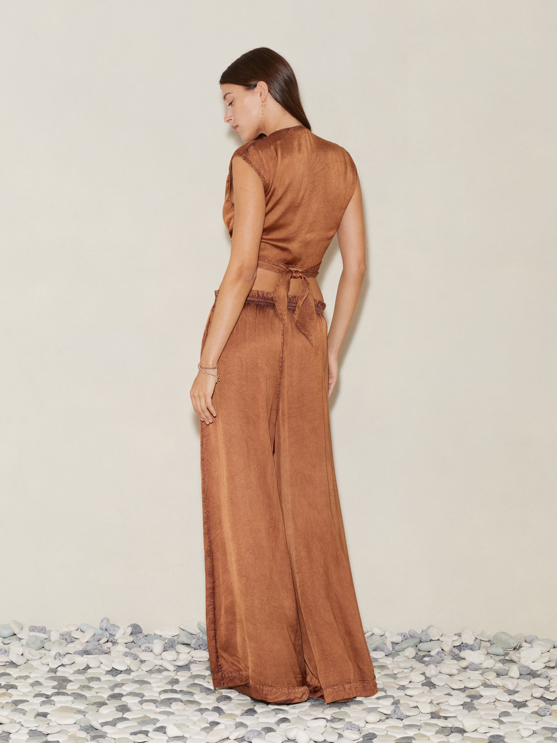 Lustre Wide Leg Pant - Bronze