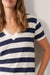 Striped Navy V Neck T Shirt (Pre Order)