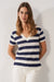 Striped Navy V Neck T Shirt (Pre Order)