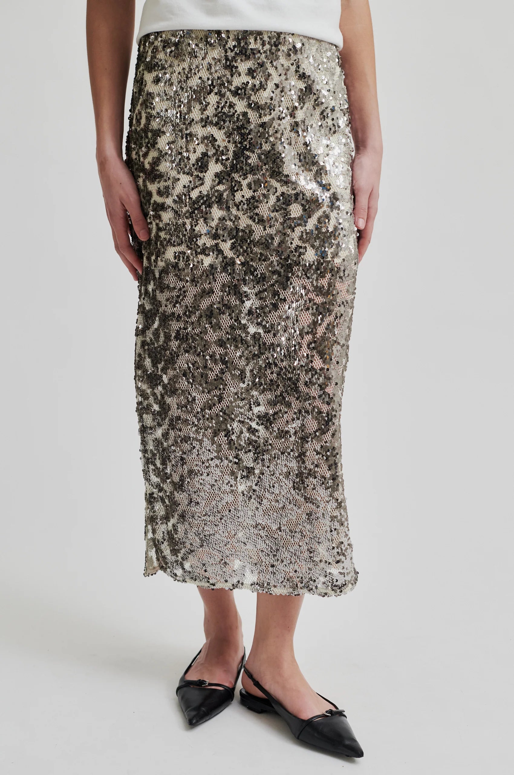 Pailey Metallic Skirt - Silver Birch