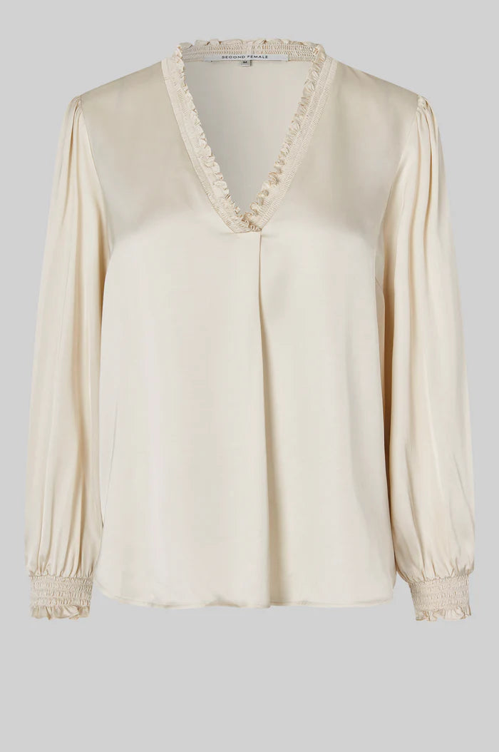 Bardi Silky V - Neck Blouse - Brazilian Sand