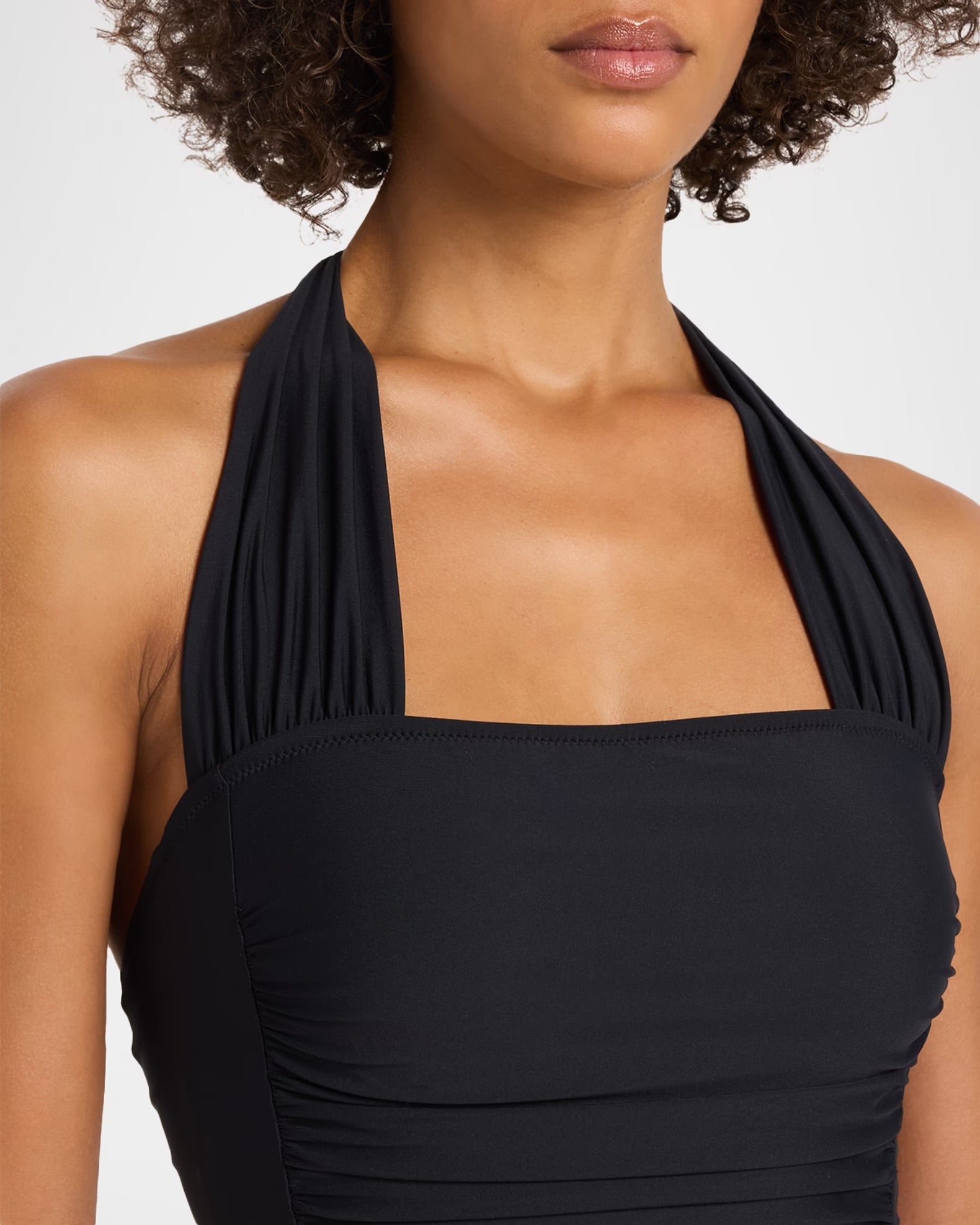 Ruched Halter Onepiece - Black
