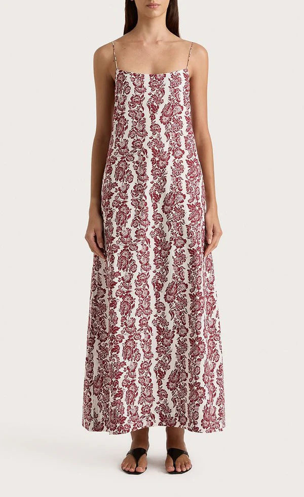 Alskar Maxi Dress Striped Floral Wine
