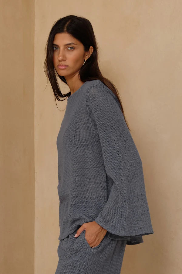 Allegra Mesh Top - Storm Blue