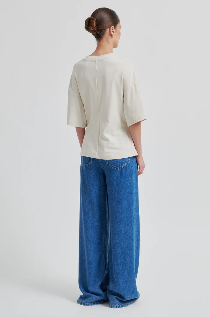 Enora Brooch Tee - Soft Beige