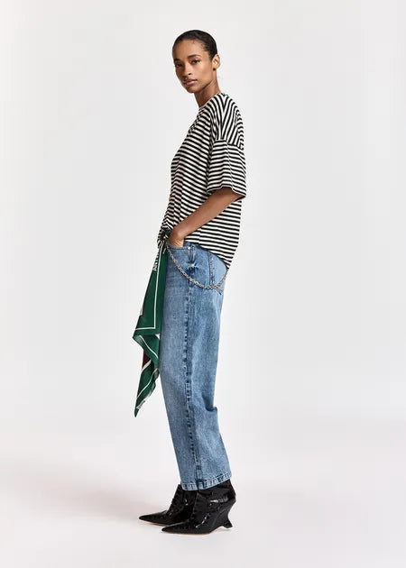 Kriss Striped  T Shirt w Brooch