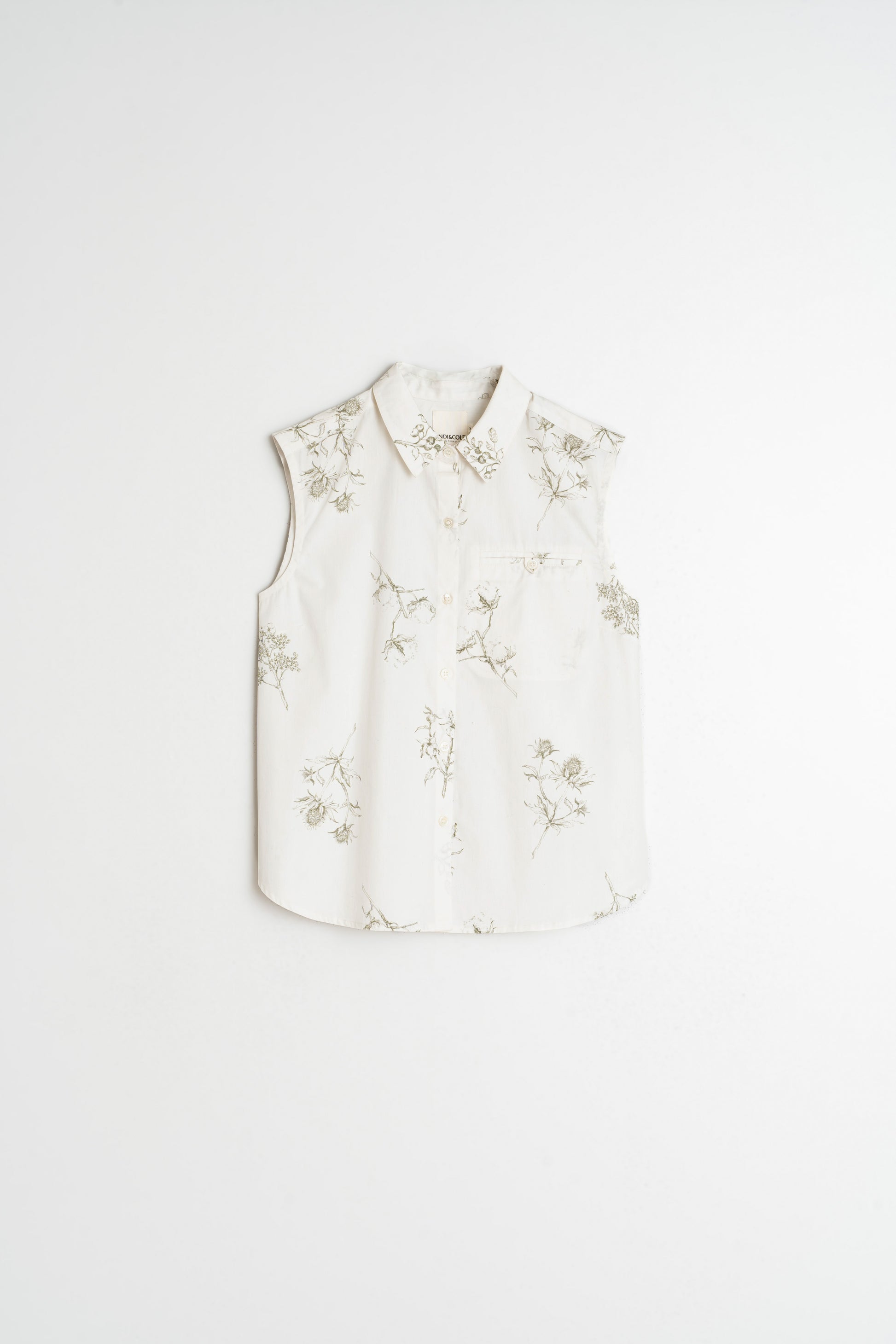 Khaki Print Sleeveless Shirt