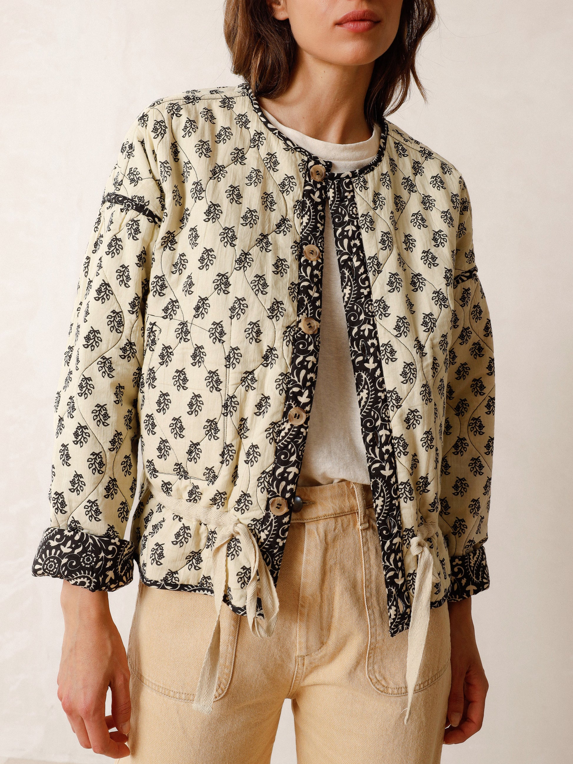 Reversible Bomber - Negro/Ecru