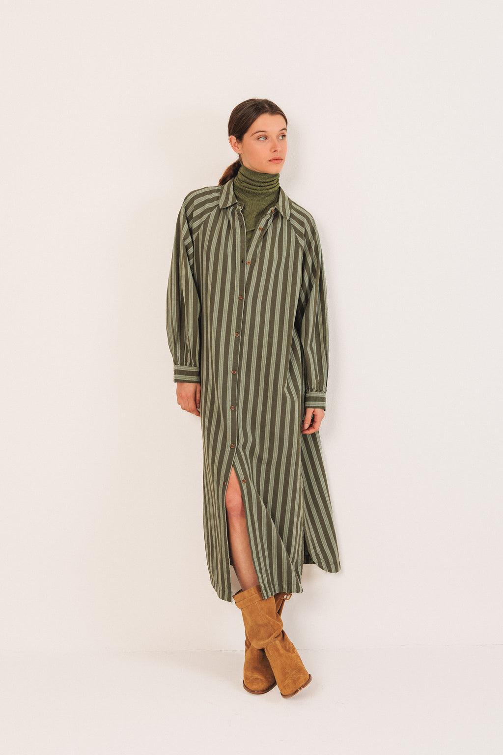 Oversized Striped Shirt Dress