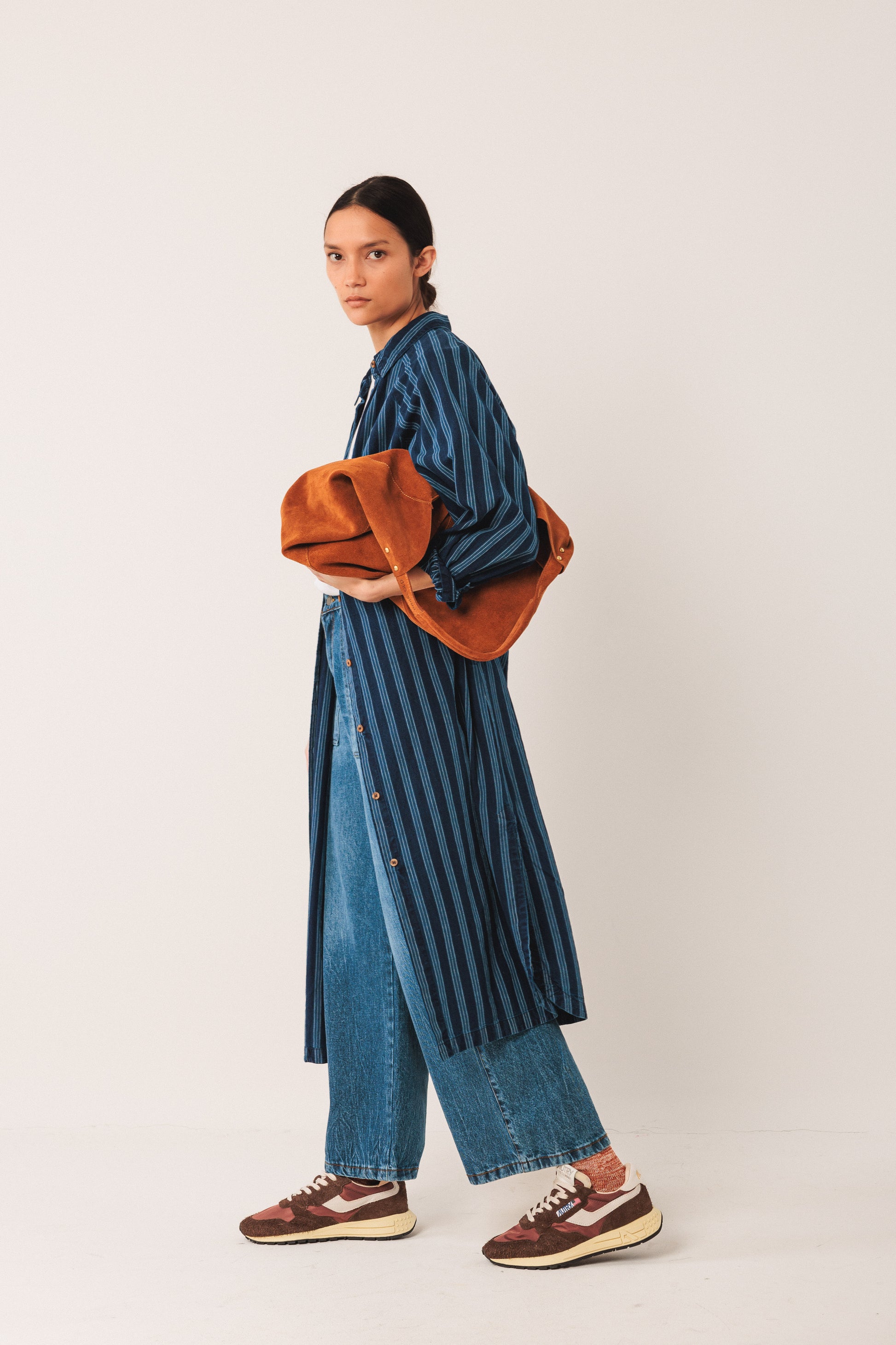 Oversized Striped Shirt Dress