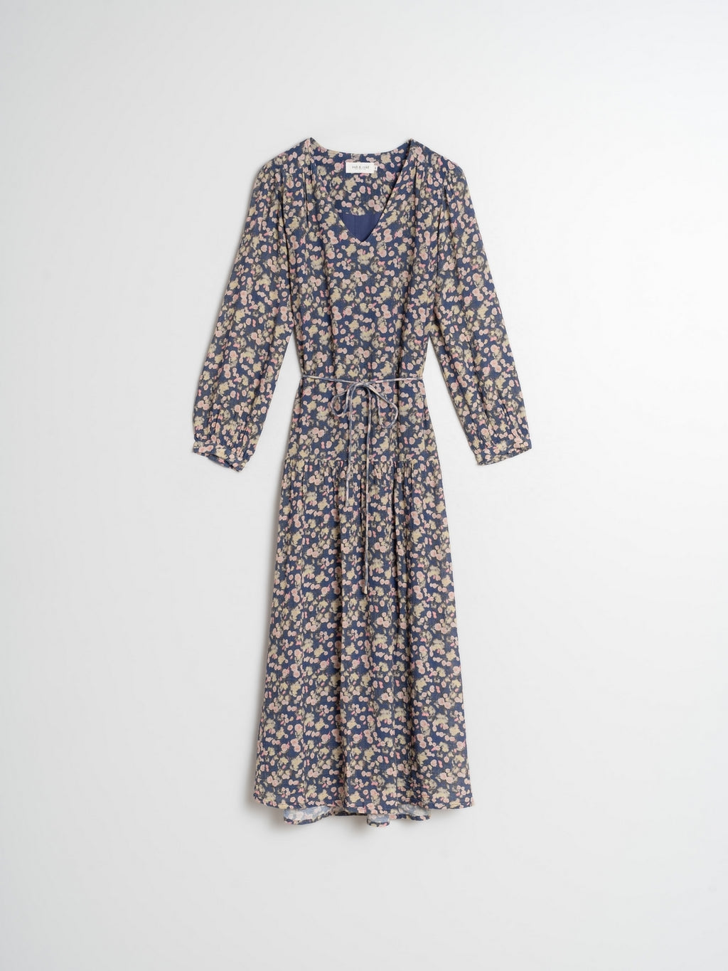 V Neck Cotton Midi Dress