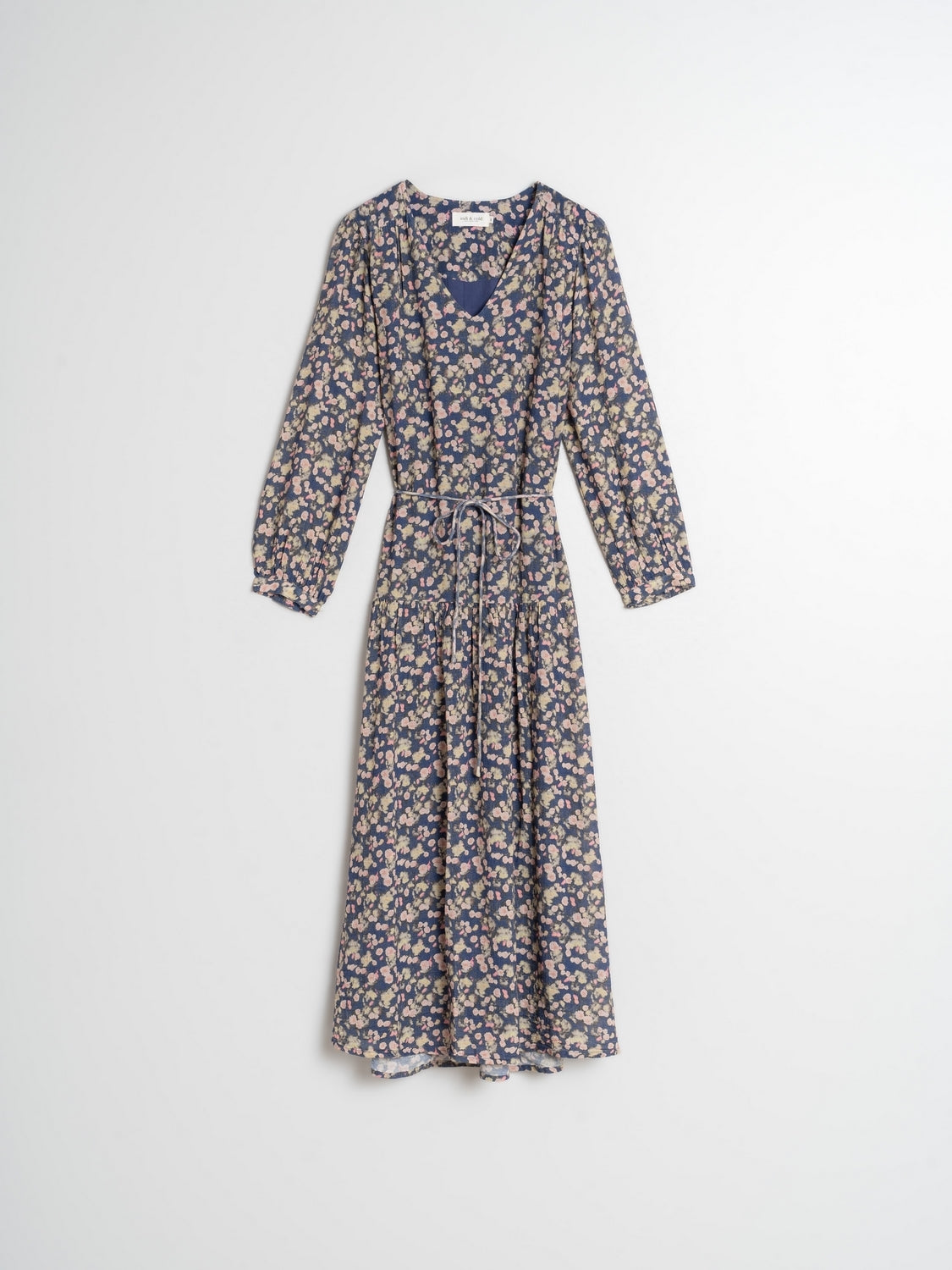 V Neck Cotton Midi Dress