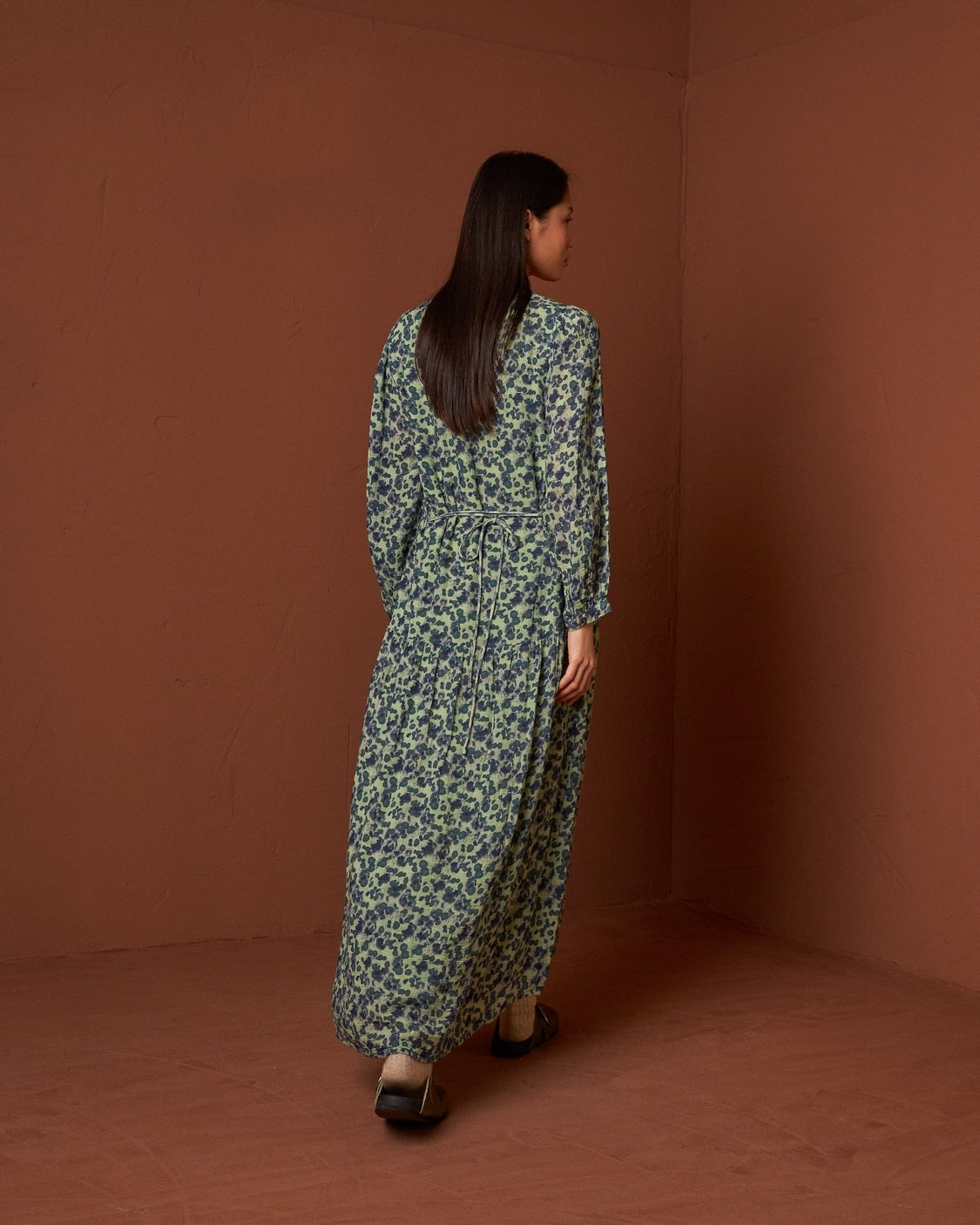 V Neck Cotton Midi Dress