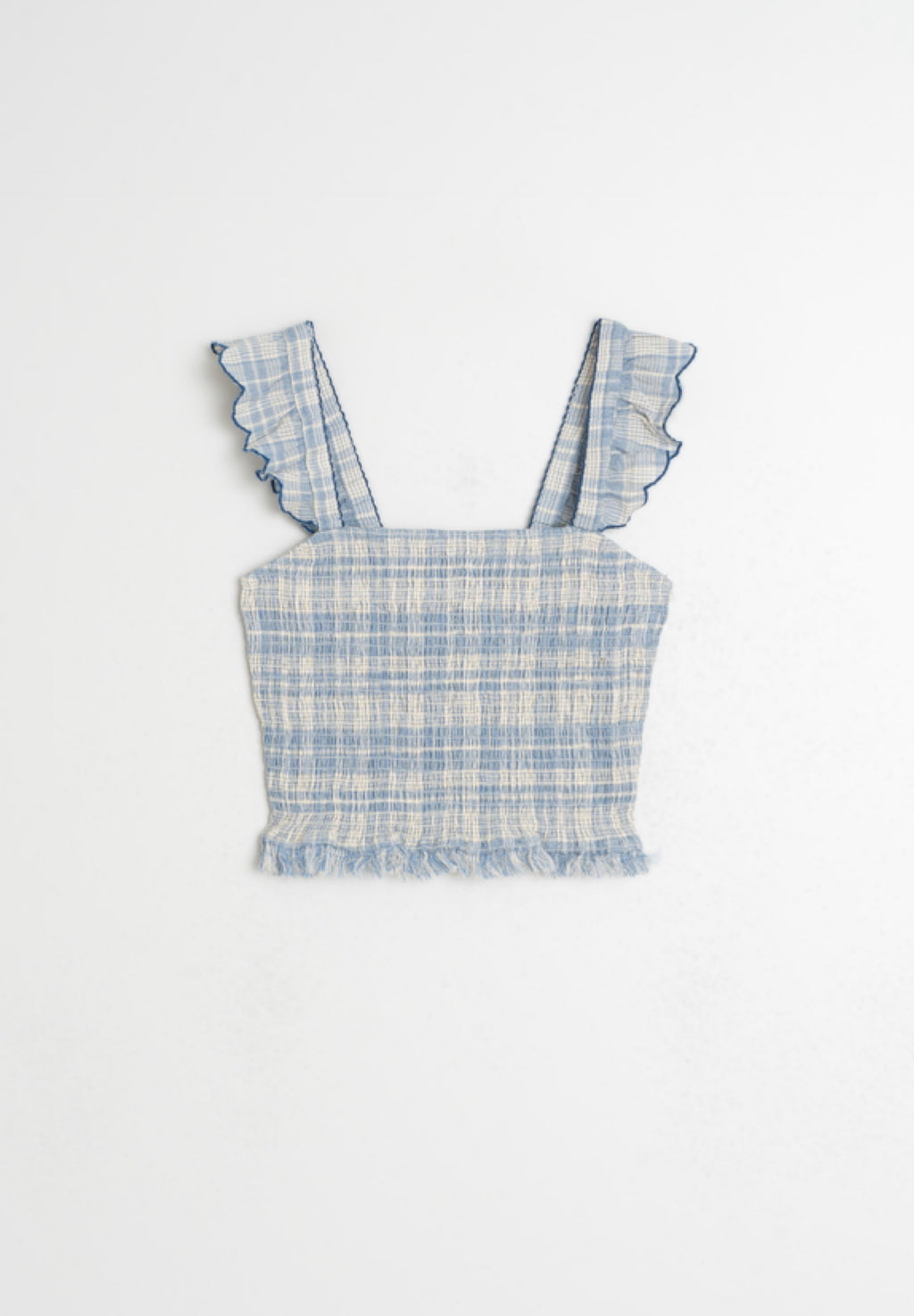 Cotton Check Cropped Top