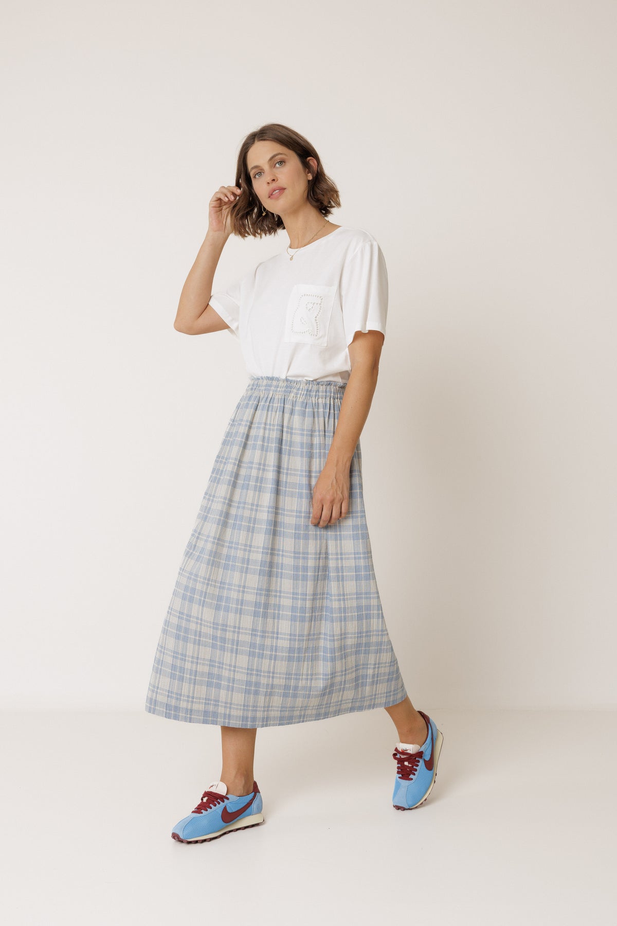 Cotton Checked Skirt