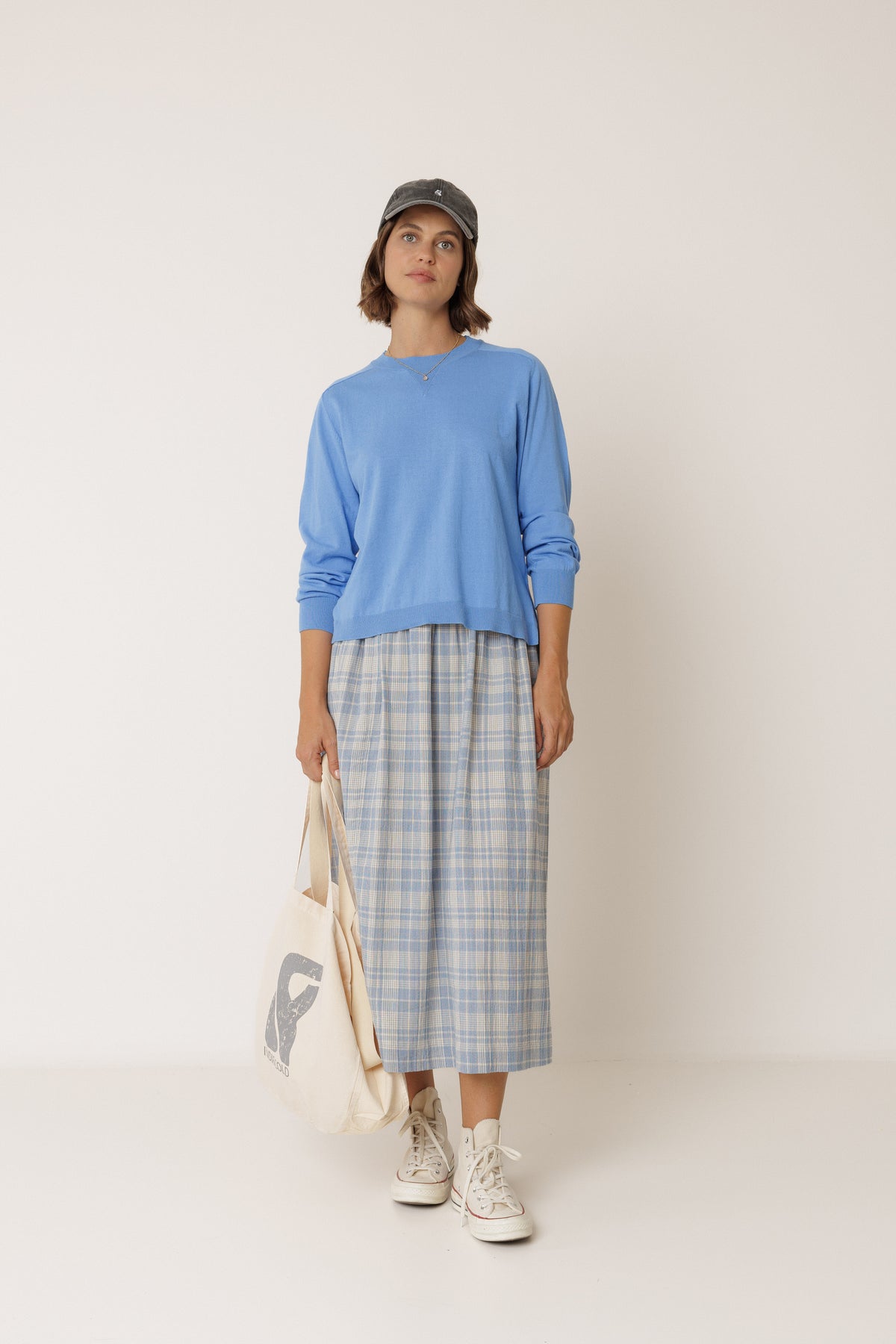 Cotton Checked Skirt