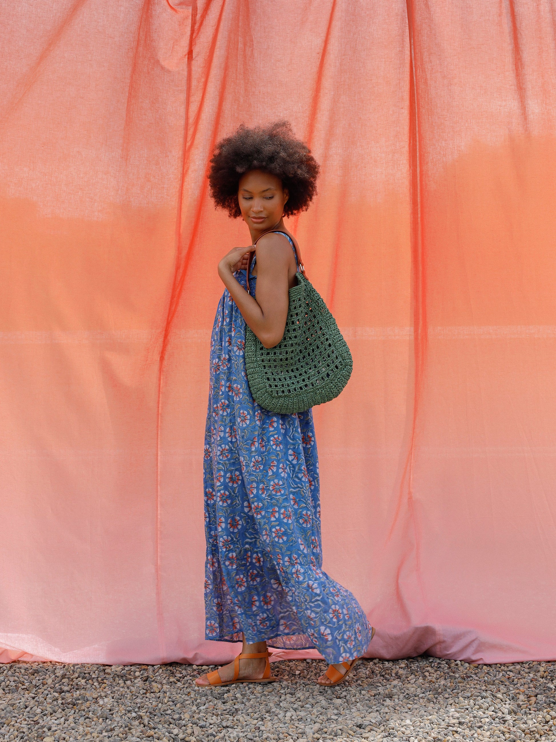 Blue Floral Strappy Maxi