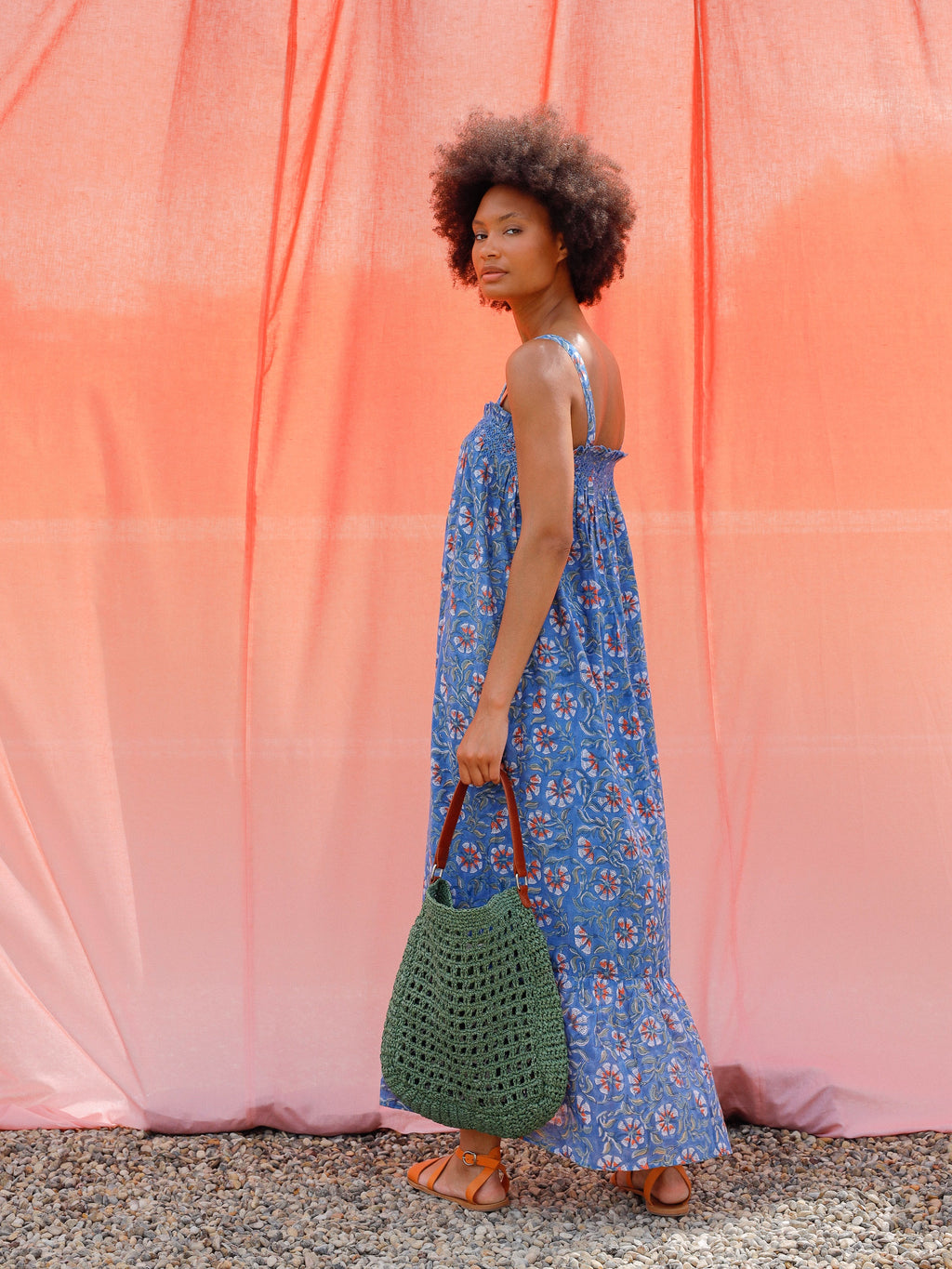 Blue Floral Strappy Maxi