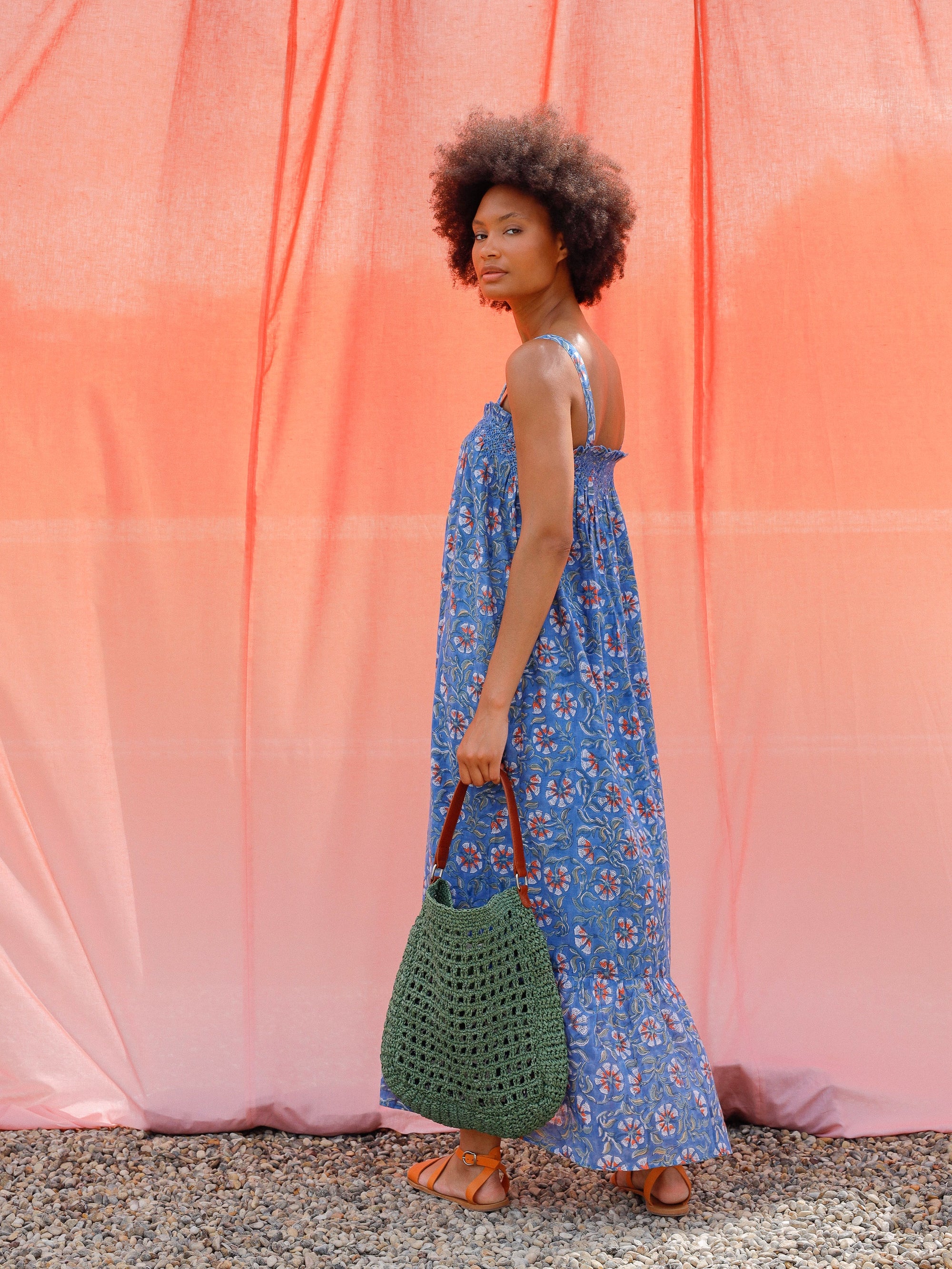 Blue Floral Strappy Maxi