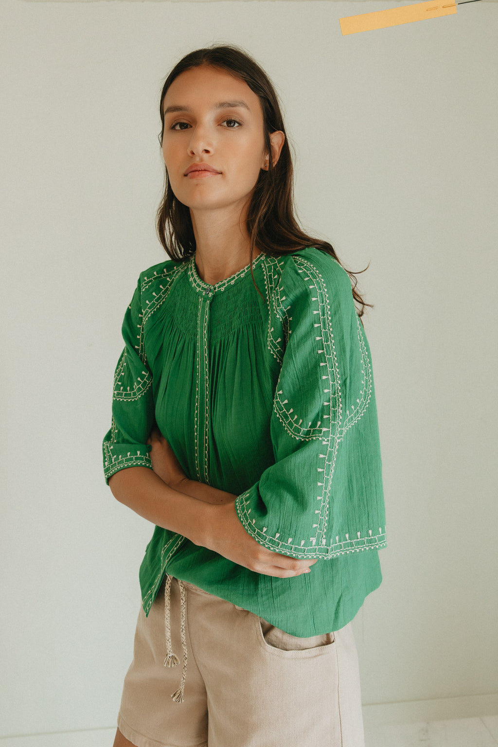 Embroidered Bell Sleeve Top
