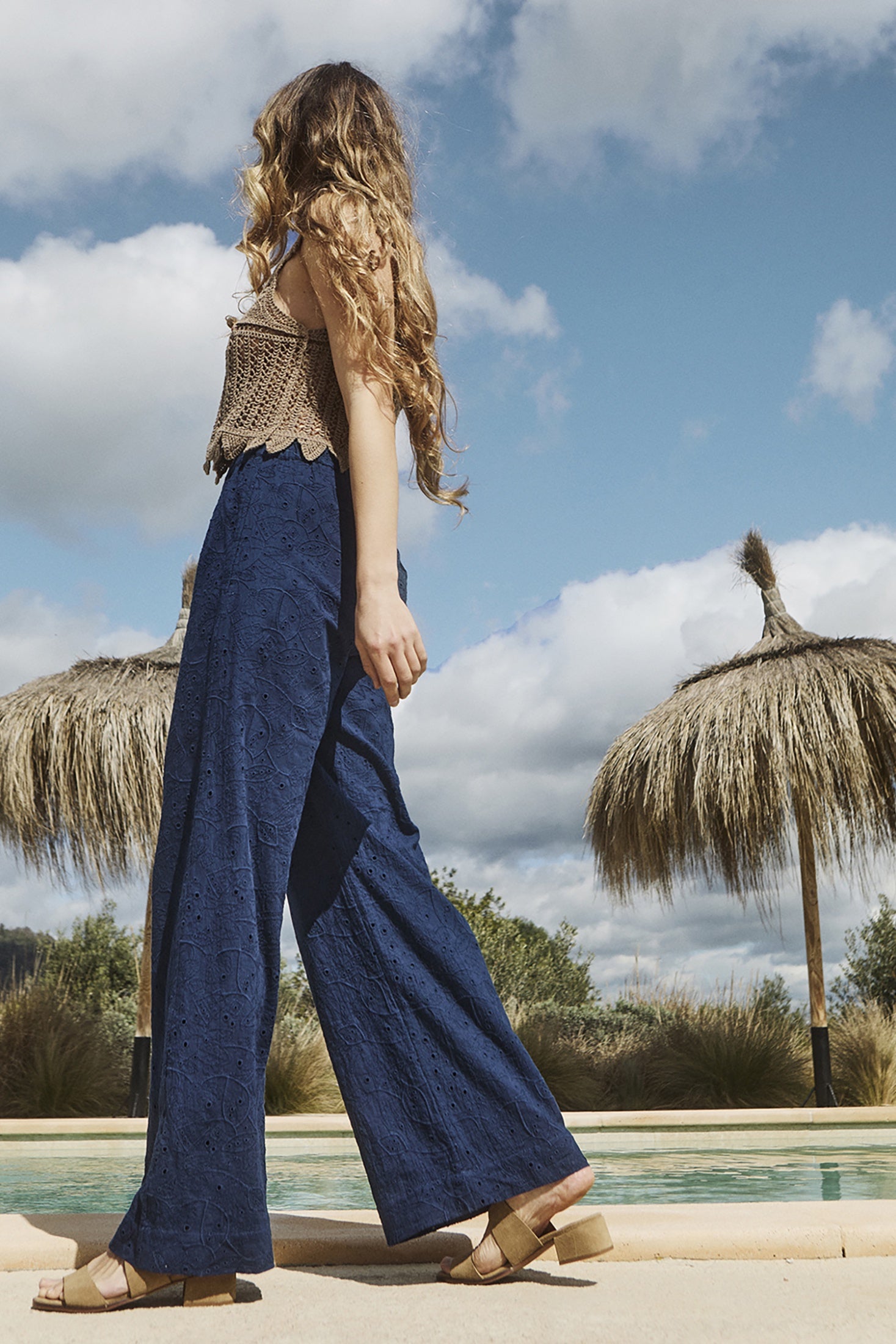Indigo Embroidery Pant