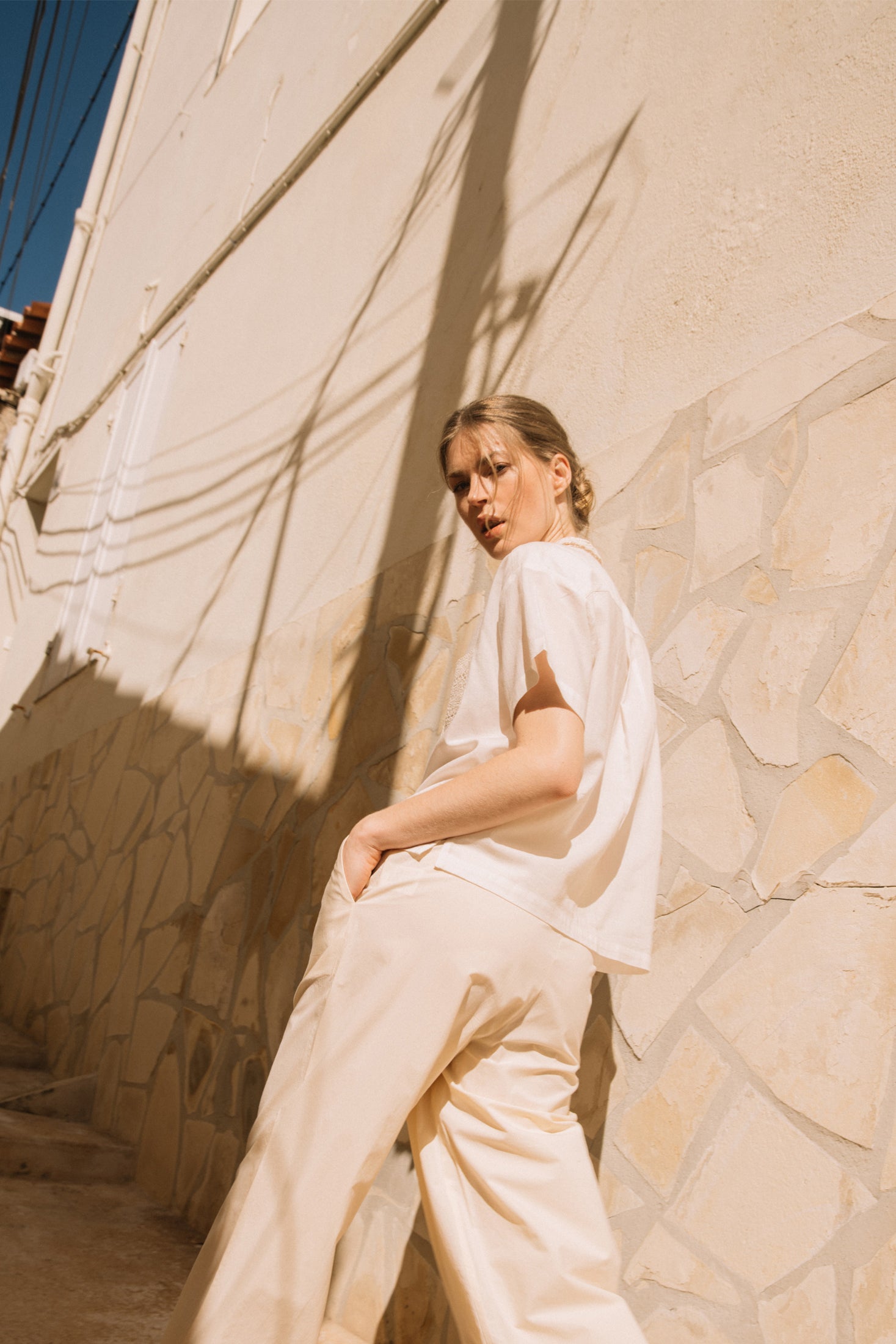 White Crochet Pocket Shirt