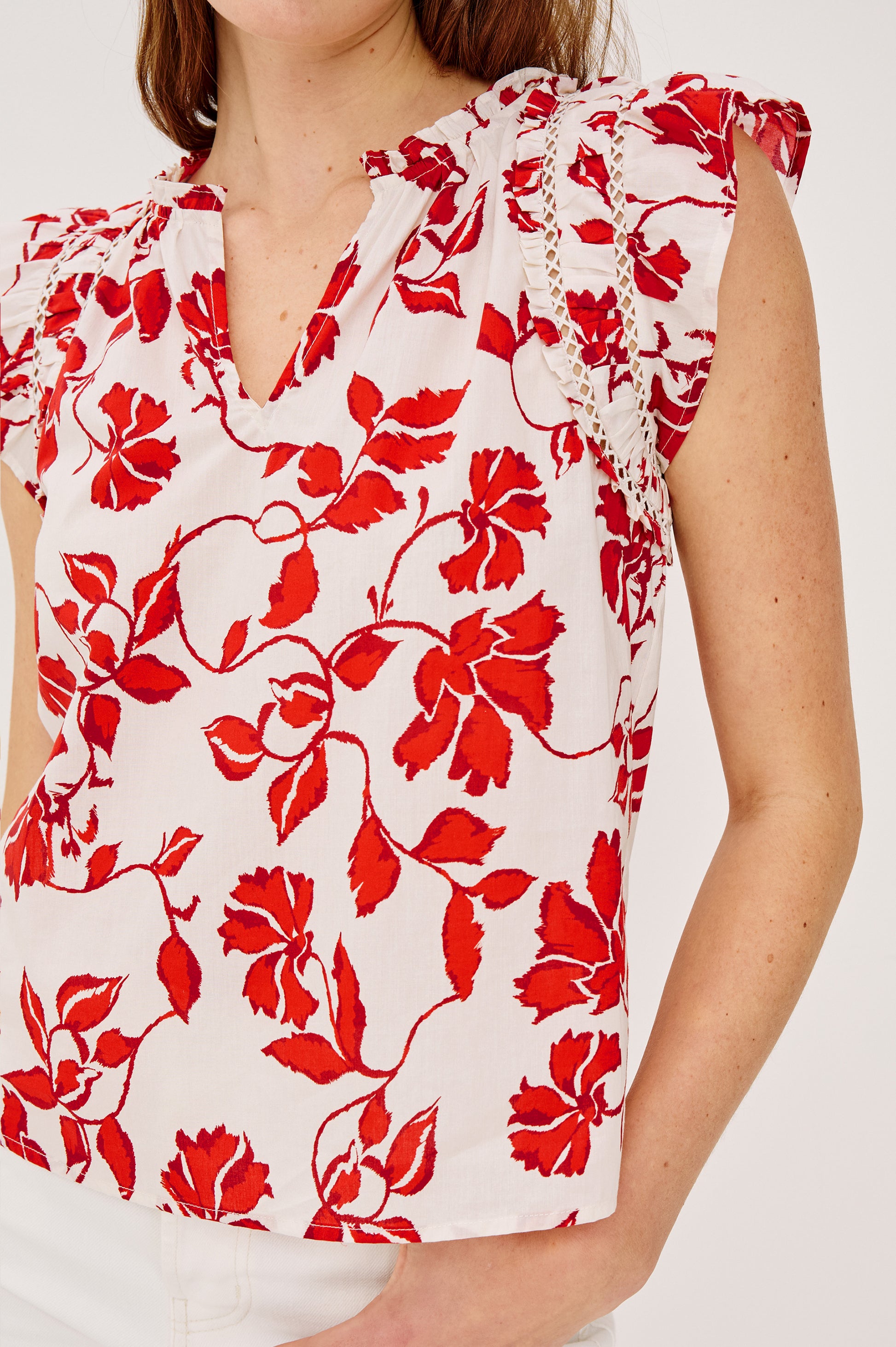 Allea Short Sleeve Top - Red Jasmine