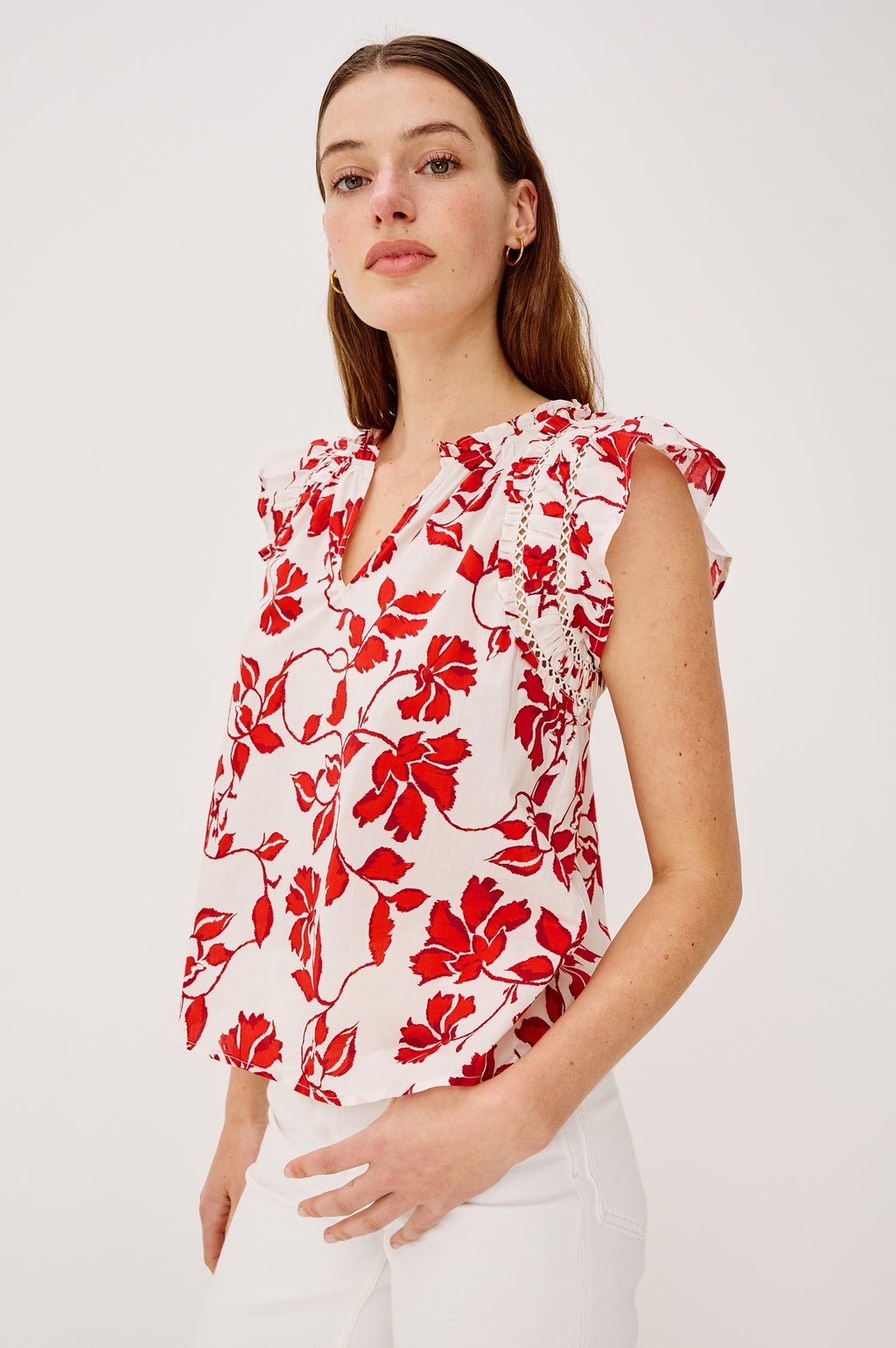 Allea Short Sleeve Top - Red Jasmine