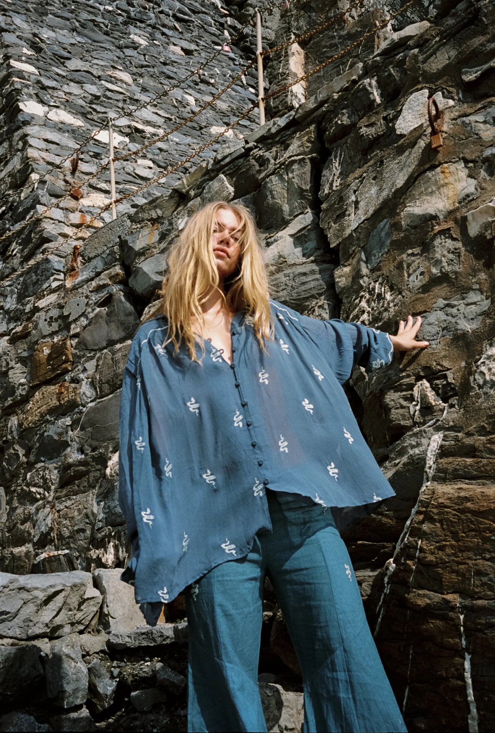 Serpentine Embroidered Silk Shirt