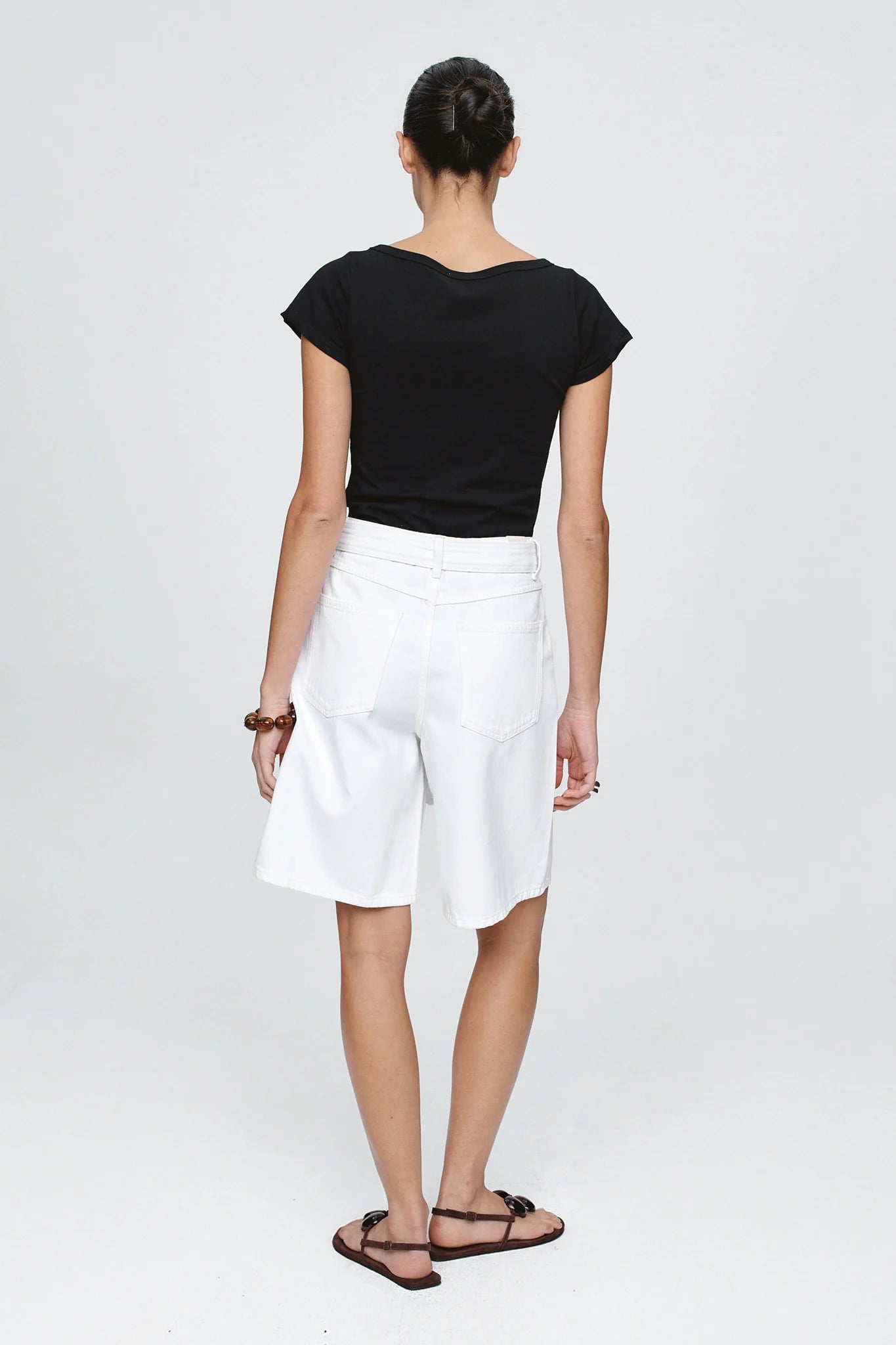 Belted Jean Short - Blanc