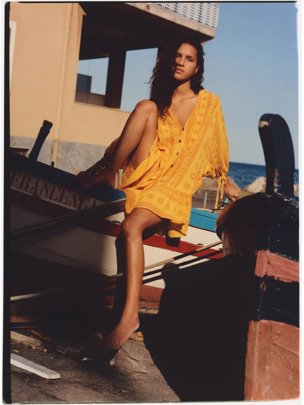 Rhapsody La Ponche Frill Dress - Saffron