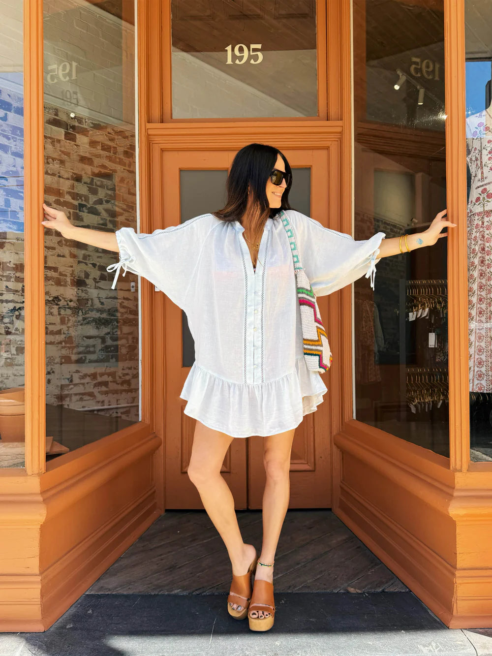 La Ponche Frill Dress - Sky