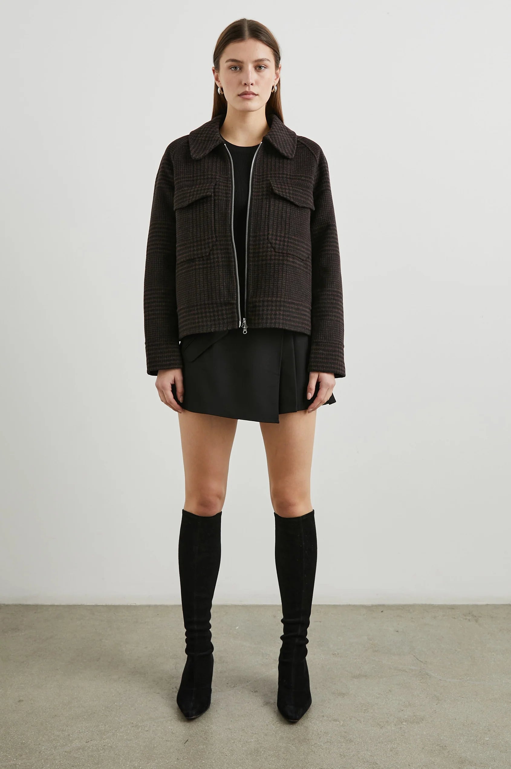 Cheyenne Zip Up Jacket Houndstooth