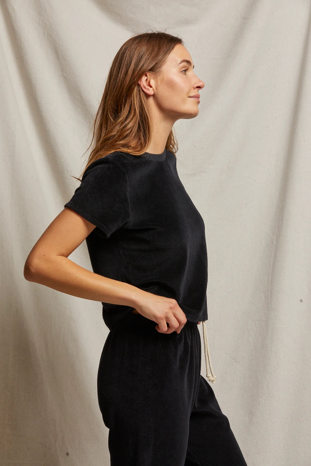Clara Velour Crew Neck Tee