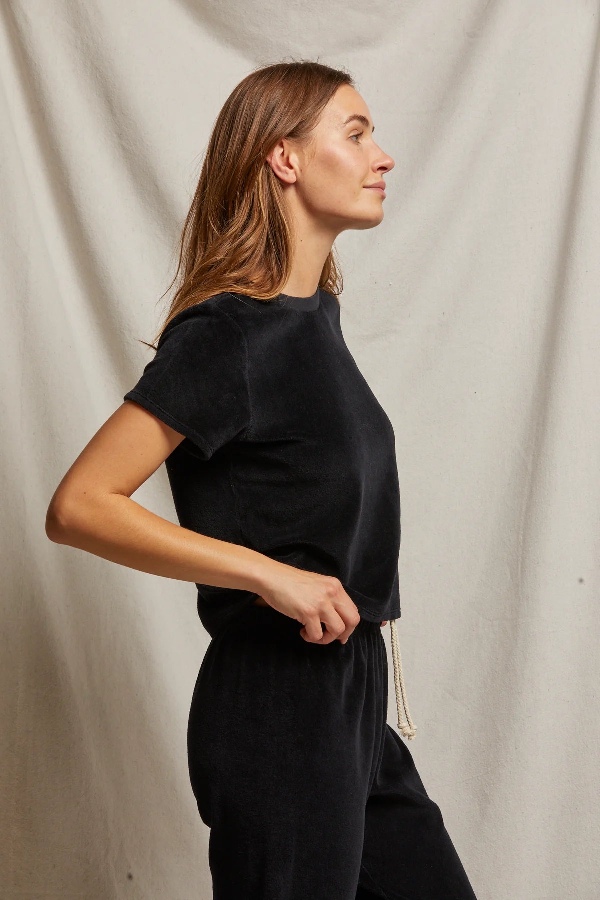Clara Velour Crew Neck Tee