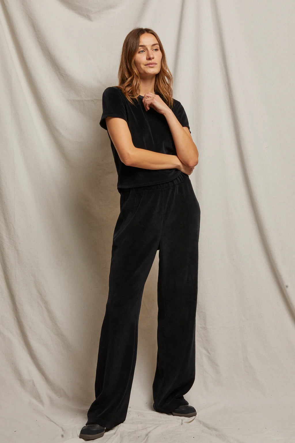 Clara Velour Crew Neck Tee