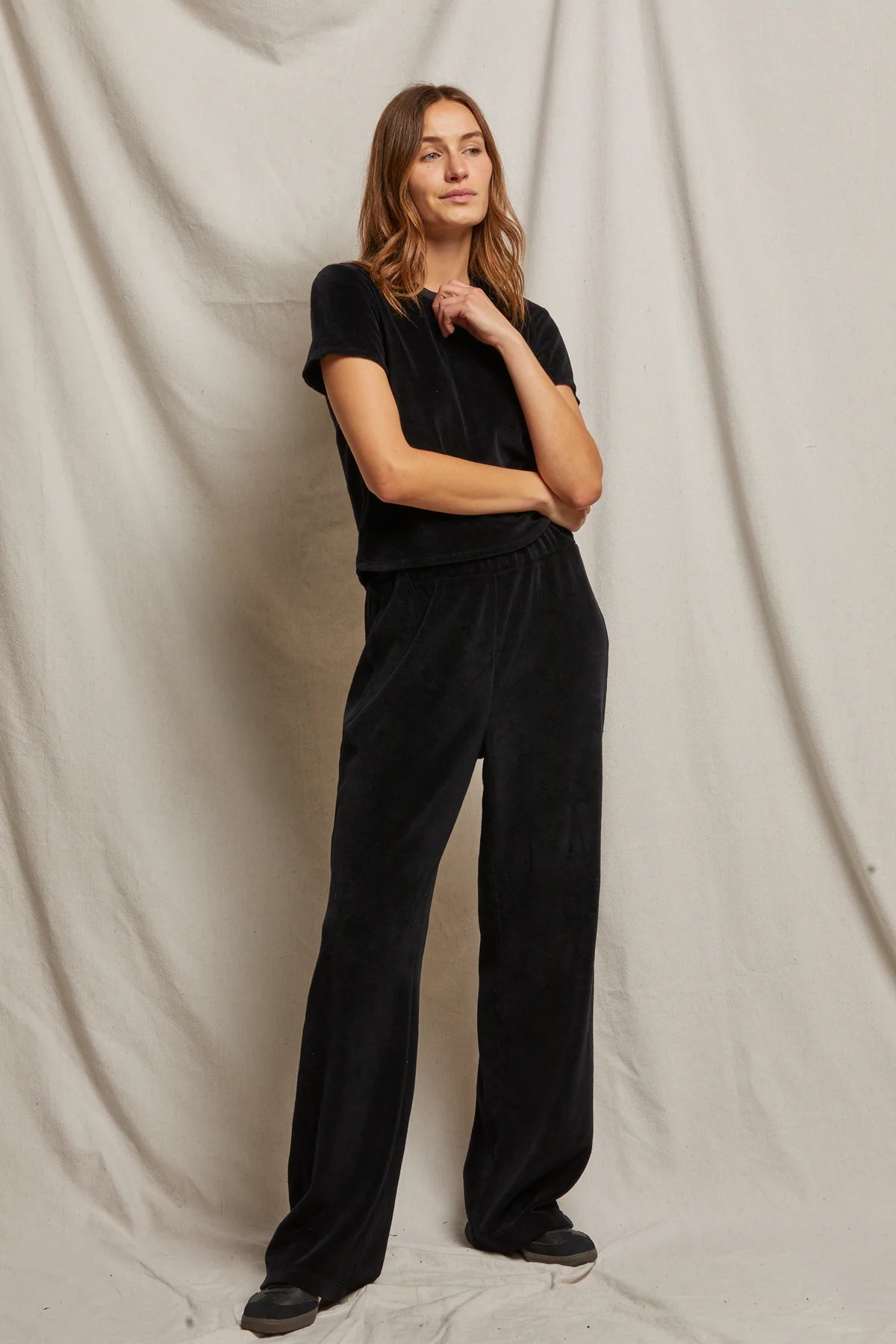 Clara Velour Crew Neck Tee